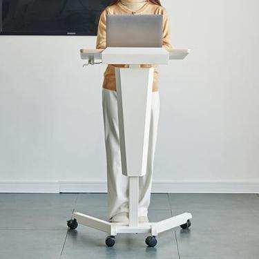 Imagem de Suporte portátil para laptop com rodas, altura ajustável e inclinação, mesa de computador, estação de trabalho e mesa de pé para escritório e casa