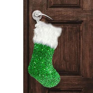 Imagem de Meia de Natal de lantejoulas, decoração de lantejoulas de Natal, meias de Natal | Para adultos crianças família mulheres lareira cornija árvore festa favor