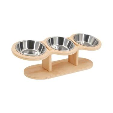 Imagem de 15 graus Comedouro Elevado De Aço Inoxidável Para Gatos Com Bebedouro 