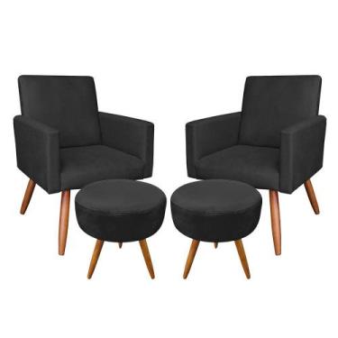 Imagem de Kit 02 poltronas com 02 puffs larissa su - DRossi