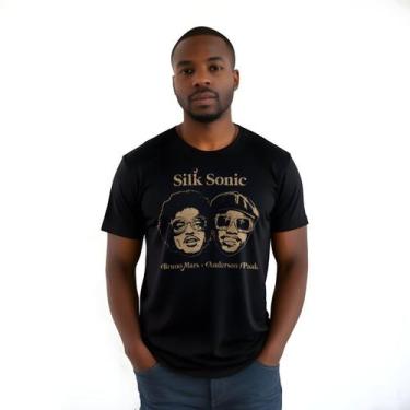 Imagem de Camiseta Bomber Preta Banda Silk Sonic - 100% Algodão, GG