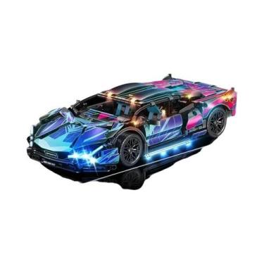 Imagem de Carro Esportivo Cyberpunk Lambo Em Blocos De Montar, Modelo MOC, Brinq