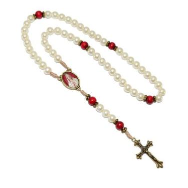 Imagem de Terço Nossa Senhora de Fátima Eu Rezo pelos meus filhos perola 8mm AR7
