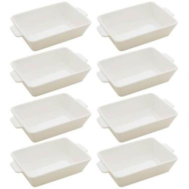 Imagem de Kit 8 Travessas Refratários de Porcelana 23,5x15cm Assadeira - Lyor