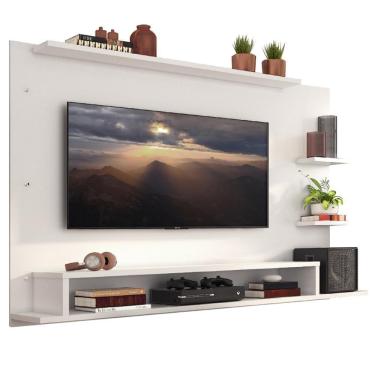 Imagem de Painel Para Tv Até 60 Polegadas Madesa Alfa Com Prateleiras E Nichos - Branco Branco