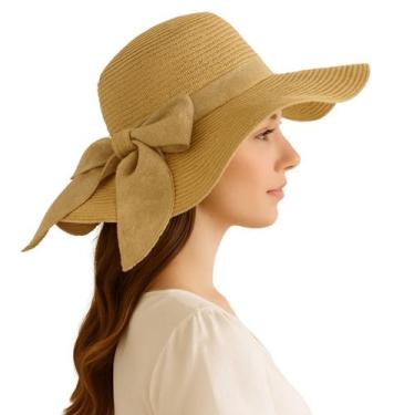 Imagem de Chapéu Praia Feminino Guarda Sol Verão Marrom Laço - anjo da mamãe, Ma