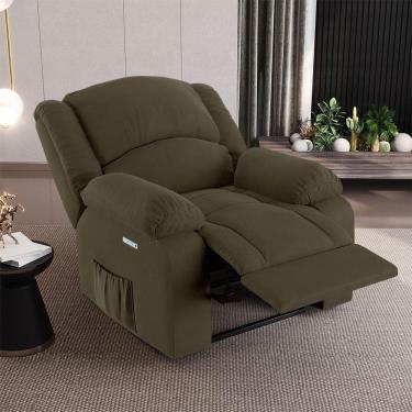 Imagem de Poltrona Do Papai Reclinável Sala De Cinema Barcelona Elétrica Touch Usb Veludo Capuccino