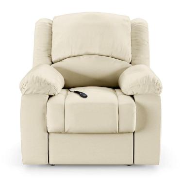 Imagem de Poltrona Do Papai Reclinável Sala De Cinema Barcelona Controle Elétrico Usb Pu Bege
