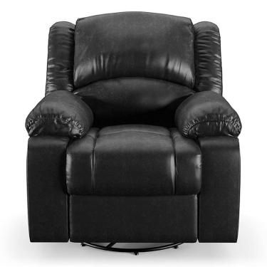 Imagem de Poltrona Do Papai Reclinável Sala De Cinema Barcelona Glider Giratória Massagem Usb Pu Preto Brilho