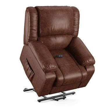 Imagem de Poltrona Do Papai Reclinável Sala De Cinema Barcelona Elevação Lift Elétrico Pu Marrom Brilho