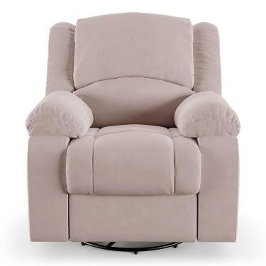 Imagem de Poltrona Do Papai Reclinável Sala De Cinema Barcelona Glider Manual Giratória Veludo Rosê