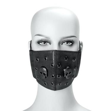 Imagem de Máscara facial de festa punk de Halloween, couro respirável e reutiliz