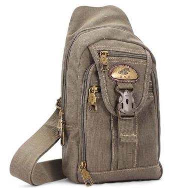 Imagem de Pochete Masculina Bolsa Transversal Em Lona Brasil Ja8016 - KVN, Marro