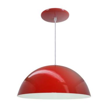 Imagem de Luminária Pendente Meia Lua 50cm Interior Branco Brilho Com Fiação 110