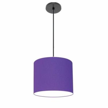 Imagem de Luminária Pendente Vivare Free Lux Md-4105 Cúpula em Tecido, Roxo, Biv