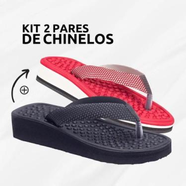 Imagem de Kit 2 Pares Chinelos Ortopédicos Massageador P/Esporão - Deidara, Pret