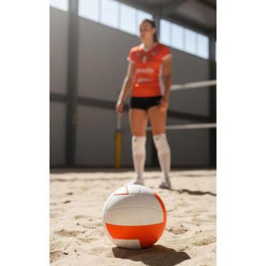 Imagem de Bola Vôlei Indoor Profissional Branca/Laranja Durável - Congratulation