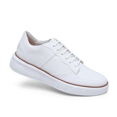 Imagem de Sapatênis Tênis Masculino Casual Branco Conforto com Sola Leve e Forro Almofadado-Masculino