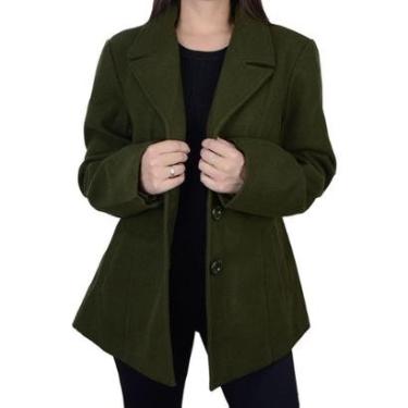 Imagem de Casaco Feminino Facinelli City Lady Verde Militar Plus Size - 618003-Feminino
