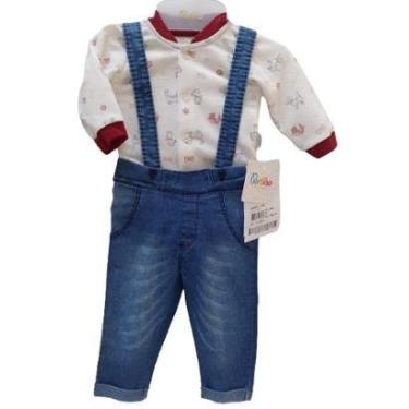 Imagem de Conjunto Bebê Menino Body + Calça Suspensório Paraiso 13866-Masculino