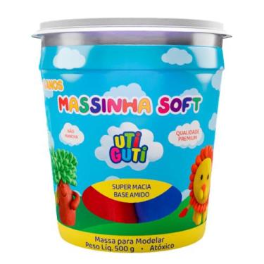 Imagem de Massinha de Modelar Soft Pote 500gr 5 Cores Sortidas Utiguti