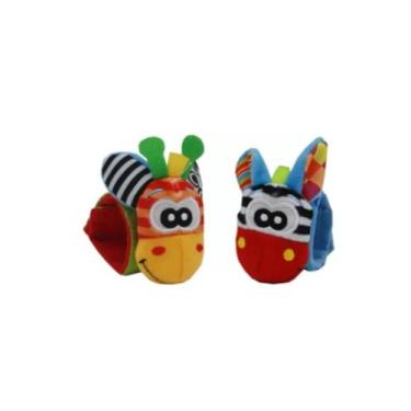 Imagem de Kit 2 Pulseiras C ChocalhoPara Bebê Desenvolvimento Tátil - Sozzy