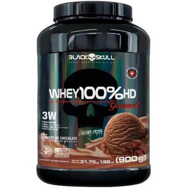 Imagem de Whey Protein 100 HD Pote 900g GOURMET Concentrado Isolado Hidrolisado Black Skull-Unissex