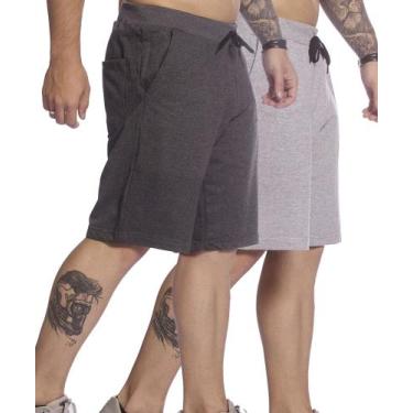 Imagem de Kit Bermuda Masculina Moletinho 2 peças - sem marca, Cinza, Grafite, P