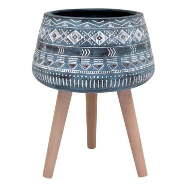 Imagem de CACHEPÔ RESINA 52x40x40cm CINZA VASO DECORATIVO ENFEITE PLANTA