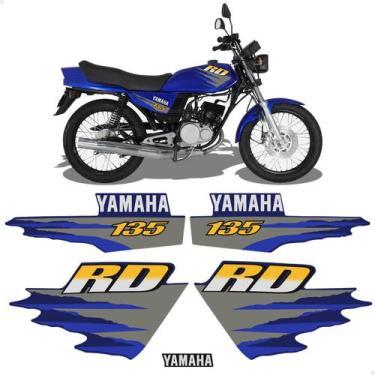 Imagem de Kit Adesivos Para Yamaha RD 135 1998 Moto Azul Laterais - SPORTINOX