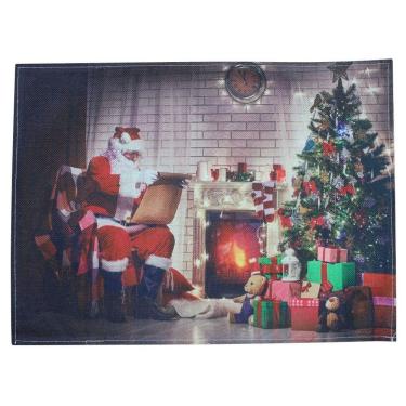 Imagem de Jogo Americano Estampa Natalina Presentes Papai Noel 2 Peças para Decoração de Mesa 100...