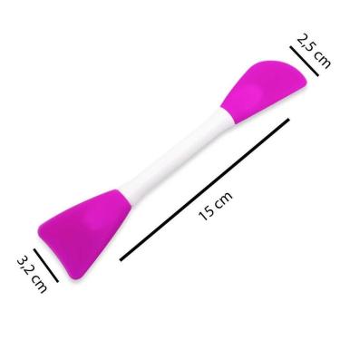 Imagem de Espátulas Duplas de Silicone para Máscara e Maquiagem Aplicação Facial Uniforme Cerdas Macias Rosa Kit 12 OEM