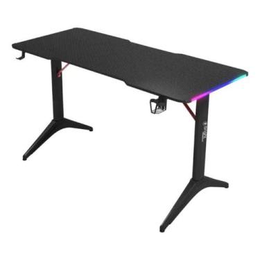 Imagem de Mesa gamer striker preto com rgb bright ate 11kg e controle de ilumina