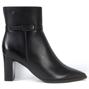 Imagem de Bota Feminina Bottero Cano Curto Couro Legítimo Bico Fino 378102, Pret