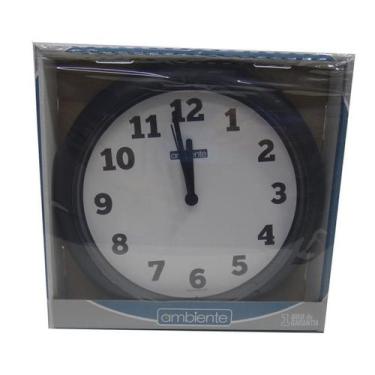 Imagem de Relógio De Parede Sala Cozinha Grande 21,5cm Redondo Preto Pilhas Incl