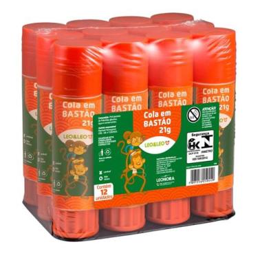 Imagem de Cola em Bastão 21g Leo & Leo Kit com 12 Unidades Escolar - Cola Bastão