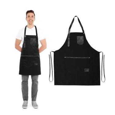 Imagem de Avental Preto Couro Chef de Cozinha Barista Barbearia 10un - CASA CHA