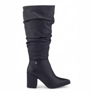 Imagem de Bota Feminina Cano Longo Bottero 360304 Couro Burnish, 36, Preto