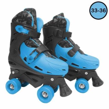 Imagem de Patins Roller Ajustável 4 rodas Azul e Preto 33-36 DMR6050M - DM Toys