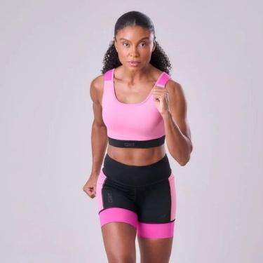 Imagem de Bermuda Authen Grit Bossa 15cm Para Corrida, preto rosa/pink fluor, P