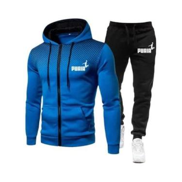 Imagem de Conjunto De Moletom Masculino Estilo Punk Com Calças E Zíper, Roupas D