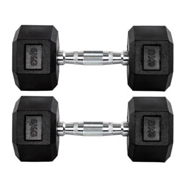 Imagem de Par Halteres 6kg + 6kg Dumbbell Sextavado Emborrachado Pegada Cromada Gallant (GDB06F3B-PT)
