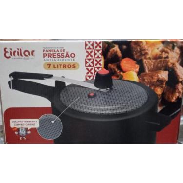 Imagem de Panela de pressão 7 litros preta eiriflon estampa moderna com rotoprin