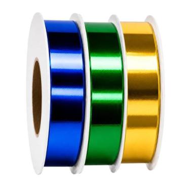 Imagem de Kit Fitas Metaloide 15mm x 50 metros Decorar Brasil Copa Verde Amarelo