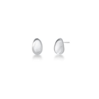 Imagem de Brinco Curvo de Gota Banhado a Ródio Acetinado - Elegância e Estilo - 