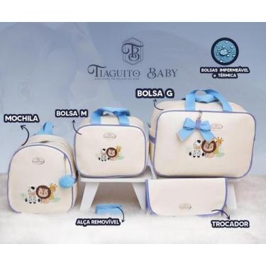 Imagem de Kit bolsa luxo 4 peças safari (azul/of) - CIDOCA BABY