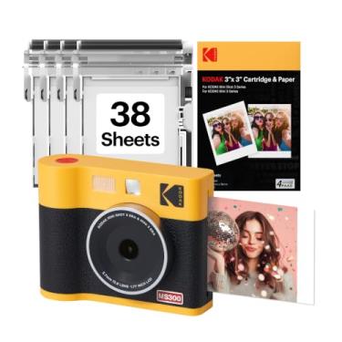 Imagem de Câmera Instantânea KODAK Mini Shot 3 Era 4PASS, Impressora Fotográfica, 2 em 1, 8 Folhas Iniciais + 60 Folhas, Amarelo