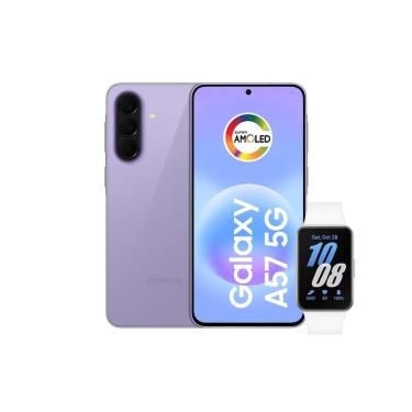 Imagem de Kit Smartphone Samsung Galaxy A57 5G 8GB 128GB Camera 50MP Tela 6,7" Lilás com Pulseira Inteligente Fit3 Prata
