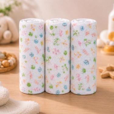 Imagem de Fralda estampada bebe com bainha de tecido 100% algodão camada dupla k