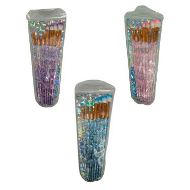 Imagem de Conjunto de Pincéis de Maquiagem CB4233 7 Pcs Cerdas Sintéticas Macias Roxo Platina